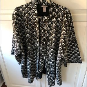 Black and white geometric pattern Kimono jacket